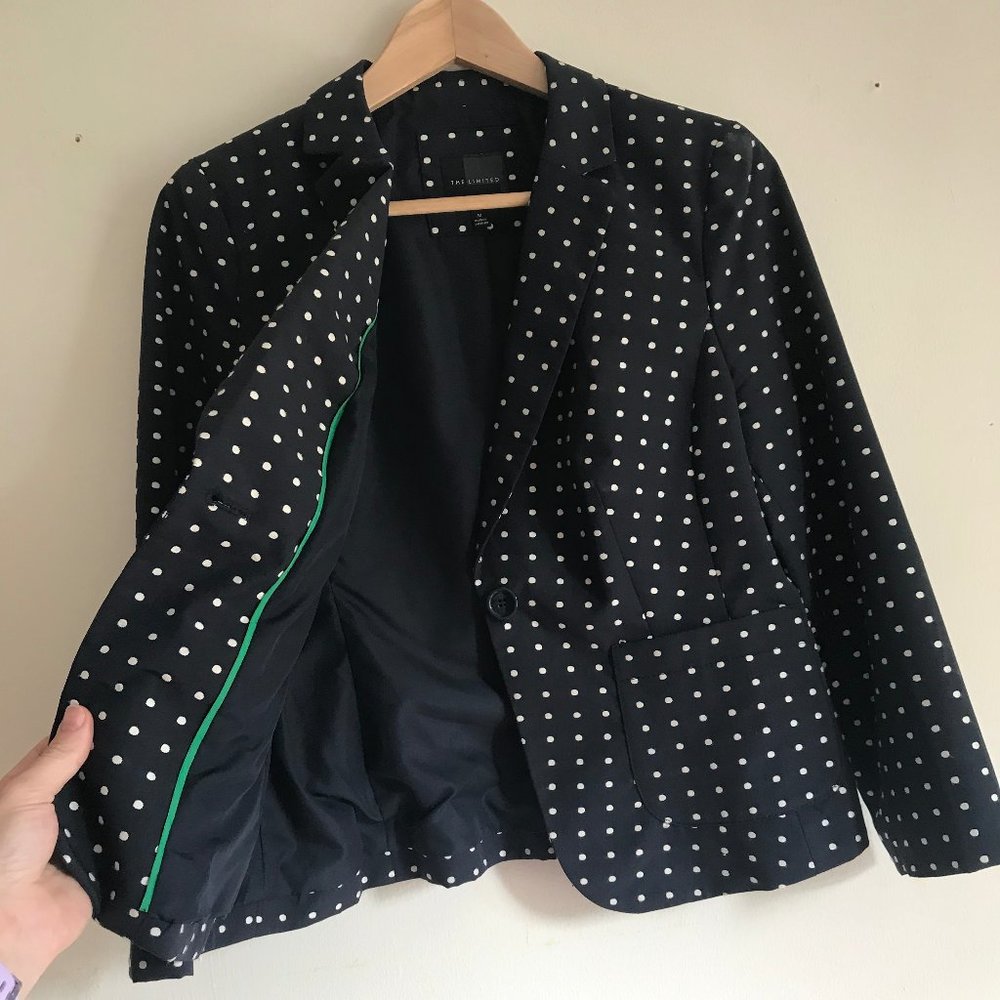 The Limited one button polka dot blazer jacket M - Picture 6 of 12